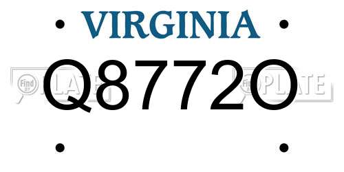 Q8772O Virginia License Plate