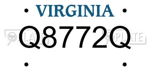 Q8772Q Virginia License Plate