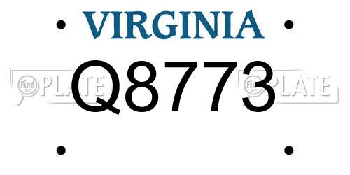 Q8773 Virginia License Plate