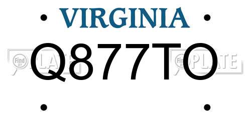 Q877TO Virginia License Plate