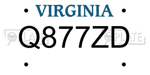 Q877ZD Virginia License Plate