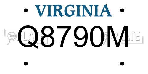 Q8790M Virginia License Plate