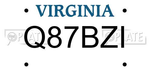 Q87BZI Virginia License Plate