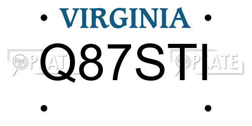 Q87STI Virginia License Plate
