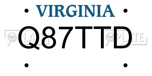 Q87TTD Virginia License Plate