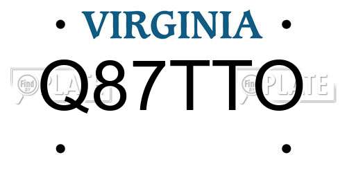 Q87TTO Virginia License Plate