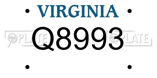 Q8993 Virginia License Plate