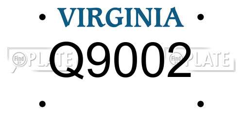 Q9002 Virginia License Plate