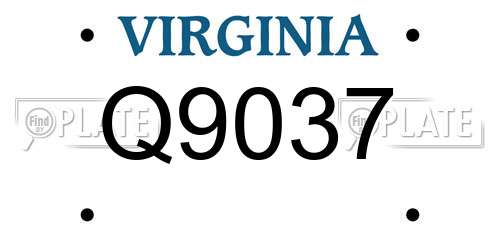 Q9037 Virginia License Plate