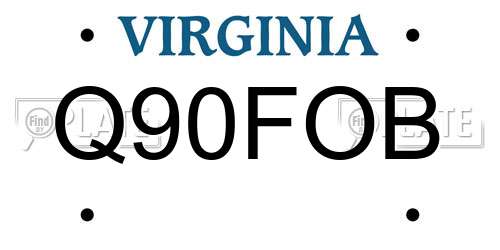 Q90FOB Virginia License Plate