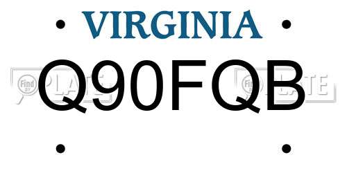 Q90FQB Virginia License Plate
