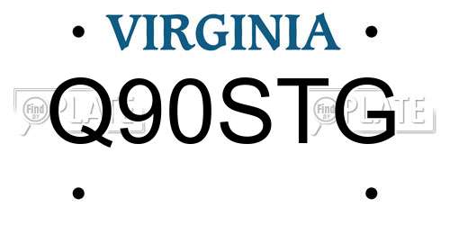Q90STG Virginia License Plate