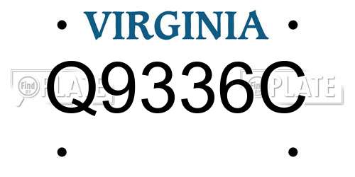 Q9336C Virginia License Plate