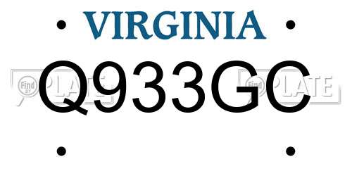 Q933GC Virginia License Plate