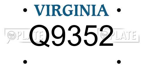Q9352 Virginia License Plate
