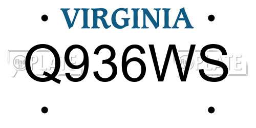 Q936WS Virginia License Plate
