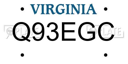 Q93EGC Virginia License Plate