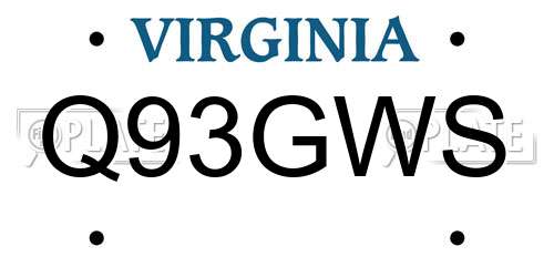 Q93GWS Virginia License Plate