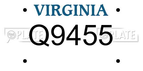 Q9455 Virginia License Plate
