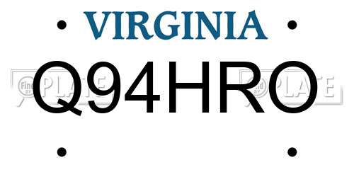 Q94HRO Virginia License Plate