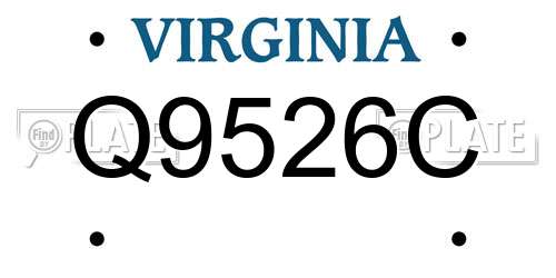 Q9526C Virginia License Plate