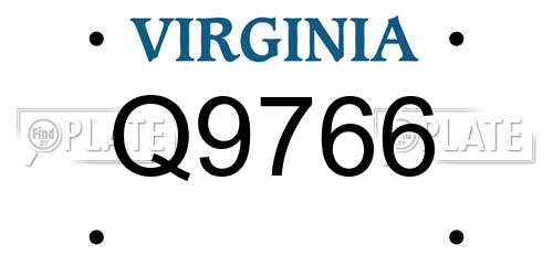 Q9766 Virginia License Plate