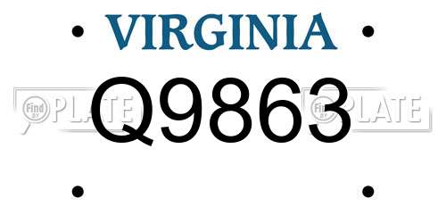 Q9863 Virginia License Plate