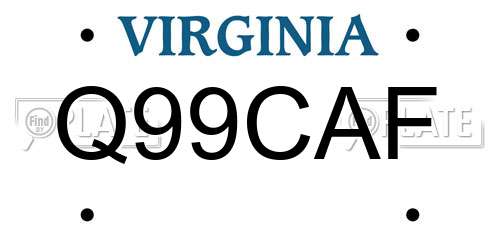Q99CAF Virginia License Plate
