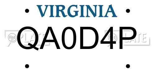 QA0D4P Virginia License Plate