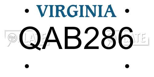 QAB286 Virginia License Plate