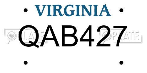 QAB427 Virginia License Plate
