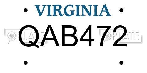 QAB472 Virginia License Plate