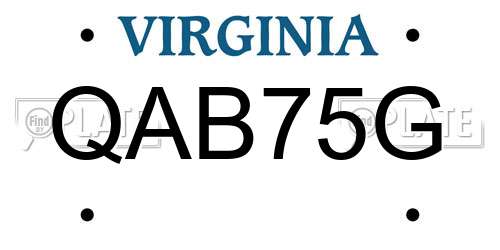 QAB75G Virginia License Plate
