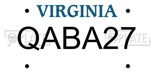 QABA27 Virginia License Plate