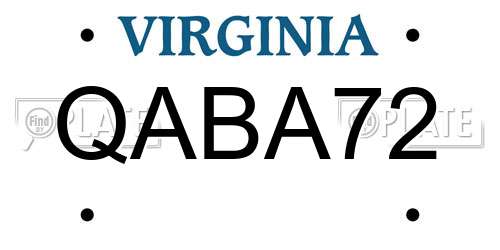 QABA72 Virginia License Plate