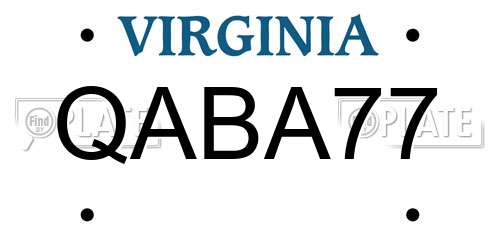 QABA77 Virginia License Plate