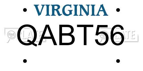 QABT56 Virginia License Plate