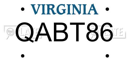 QABT86 Virginia License Plate