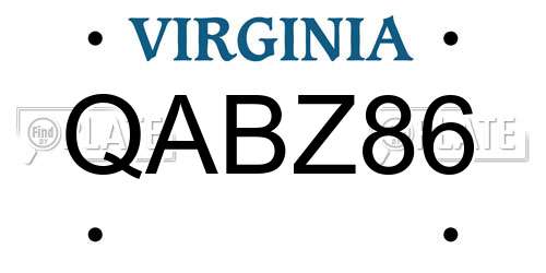 QABZ86 Virginia License Plate