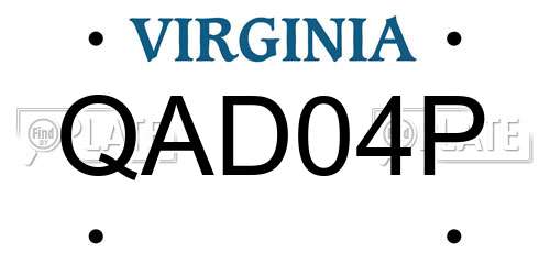 QAD04P Virginia License Plate