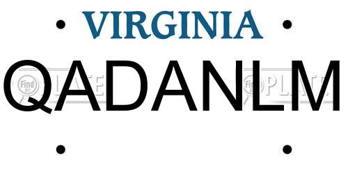 QADANLM Virginia License Plate