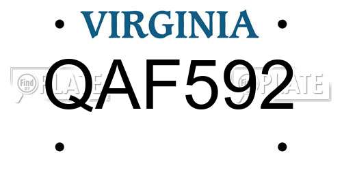QAF592 Virginia License Plate