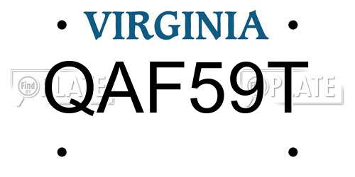 QAF59T Virginia License Plate