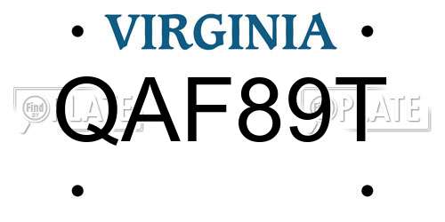 QAF89T Virginia License Plate