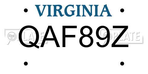QAF89Z Virginia License Plate