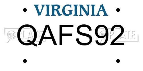 QAFS92 Virginia License Plate