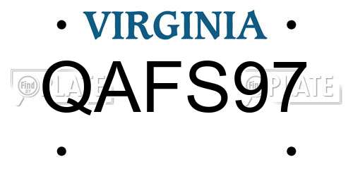 QAFS97 Virginia License Plate