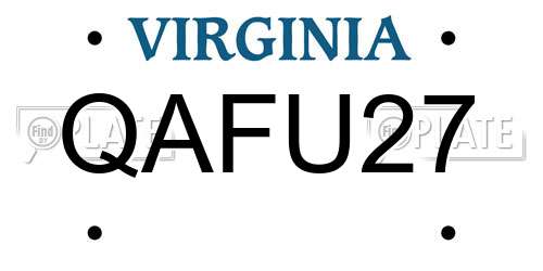 QAFU27 Virginia License Plate
