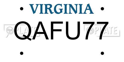 QAFU77 Virginia License Plate