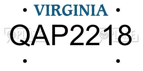 QAP2218 Virginia License Plate